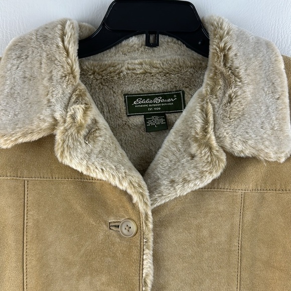 Eddie Bauer Fur Lined Suede Button Down Coat - Picture 2 of 11